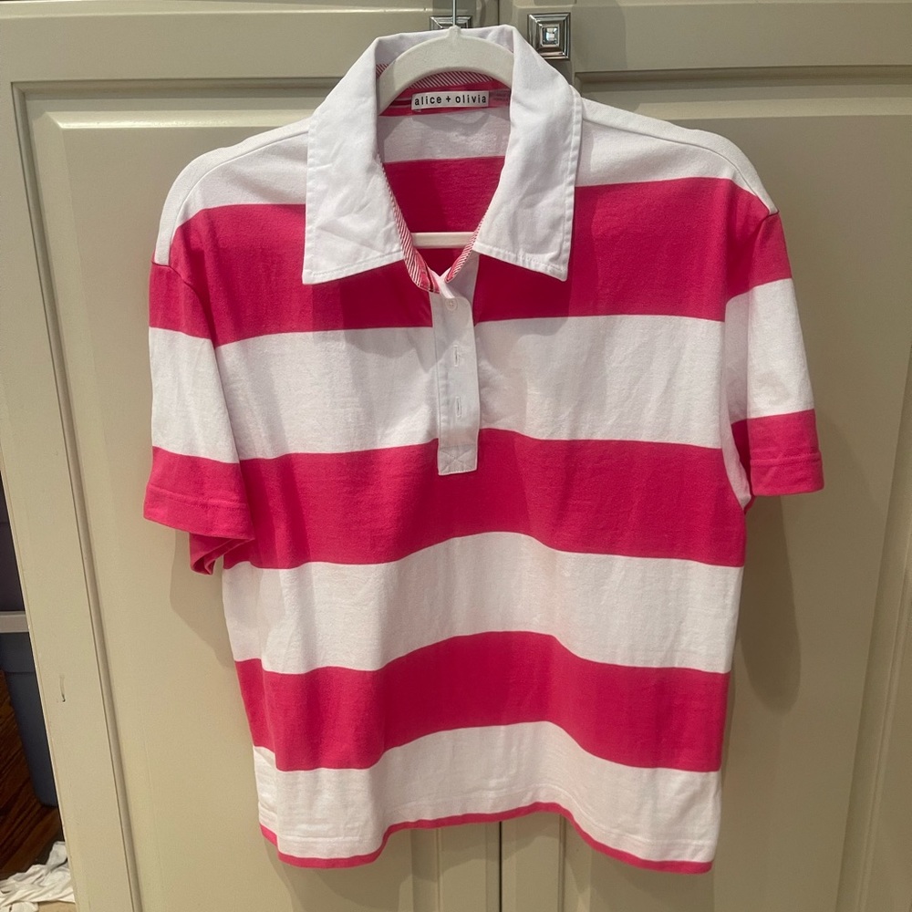 Alice and Olivia boxy polo tee, size L.  Worn once and laundered.